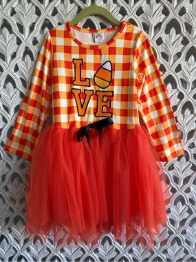BMG Candy Corn Halloween Tutu Dress Girls XL